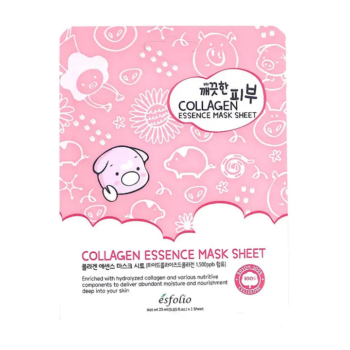 Esfolio Korean Collagen Sheet Mask – 10 Face Masks for Firming & Hydration