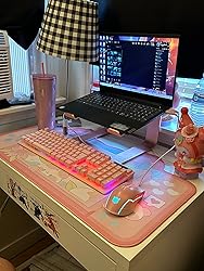 Pink Mouse Pad Large Gaming Mouse Pad, Waterproof Easy Clean,Non-Slip Base Long Office Desk Mat,Durable Large Extended Keyboard Mouse Pad with Stitched Edges for Office Gaming