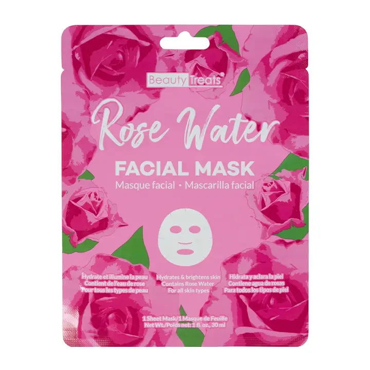 Rose Water Facial Mask Sheets – by Beauty Treats for Soothing & Glowing Skin