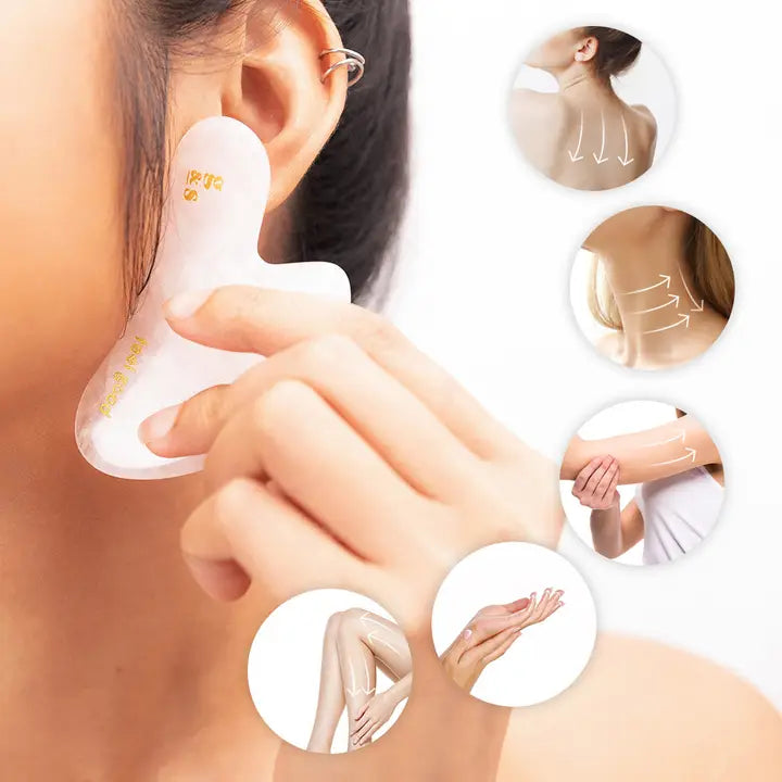 100% Rose Quartz Gua Sha Tool – Face Sculpting & Lymphatic Drainage