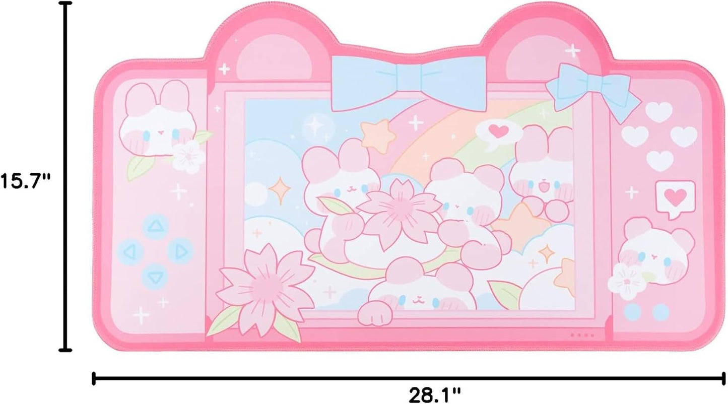 Pink Mouse Pad Large Gaming Mouse Pad, Waterproof Easy Clean,Non-Slip Base Long Office Desk Mat,Durable Large Extended Keyboard Mouse Pad with Stitched Edges for Office Gaming