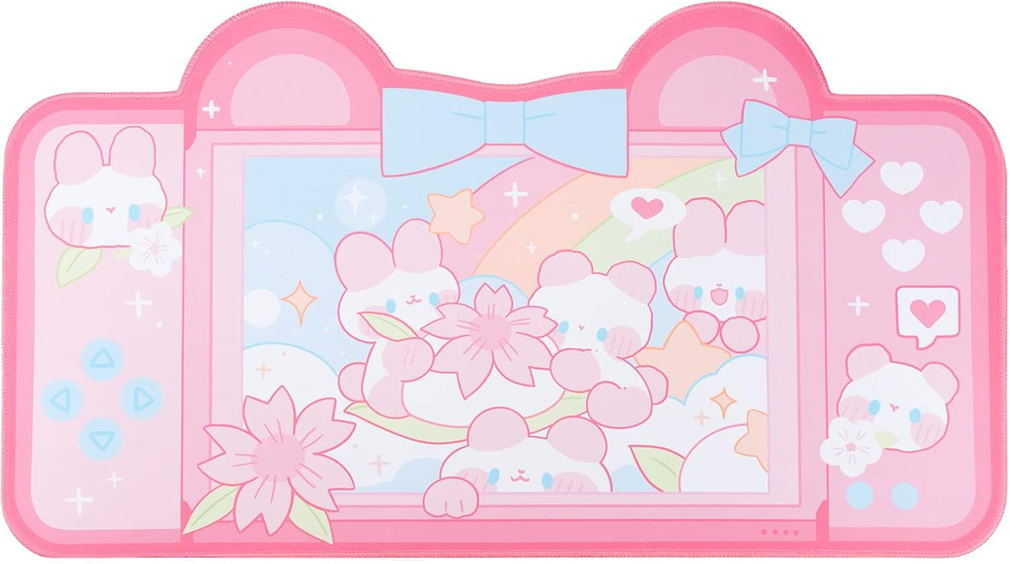 Pink Mouse Pad Large Gaming Mouse Pad, Waterproof Easy Clean,Non-Slip Base Long Office Desk Mat,Durable Large Extended Keyboard Mouse Pad with Stitched Edges for Office Gaming