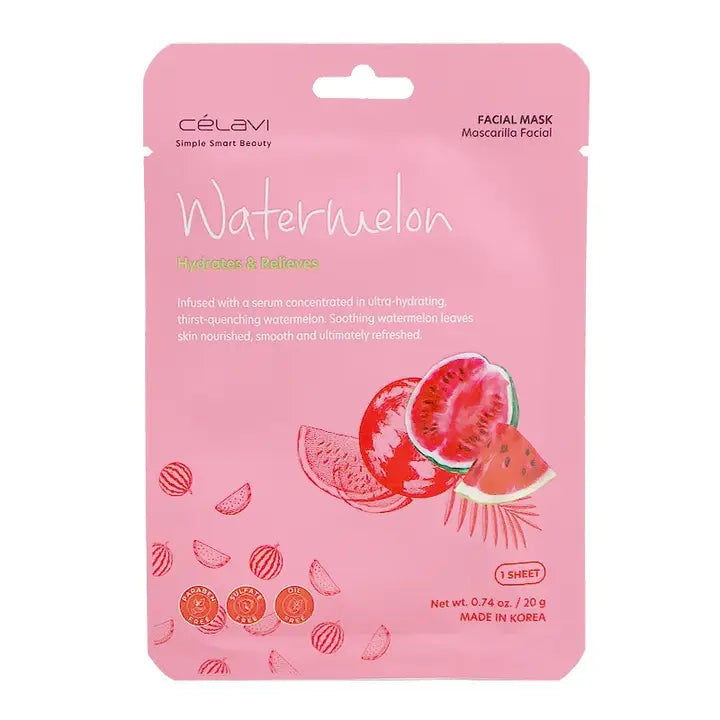 Celavi Korean Watermelon Sheet Masks – Moisturizing & Soothing Facial Treatment (24-Pack)