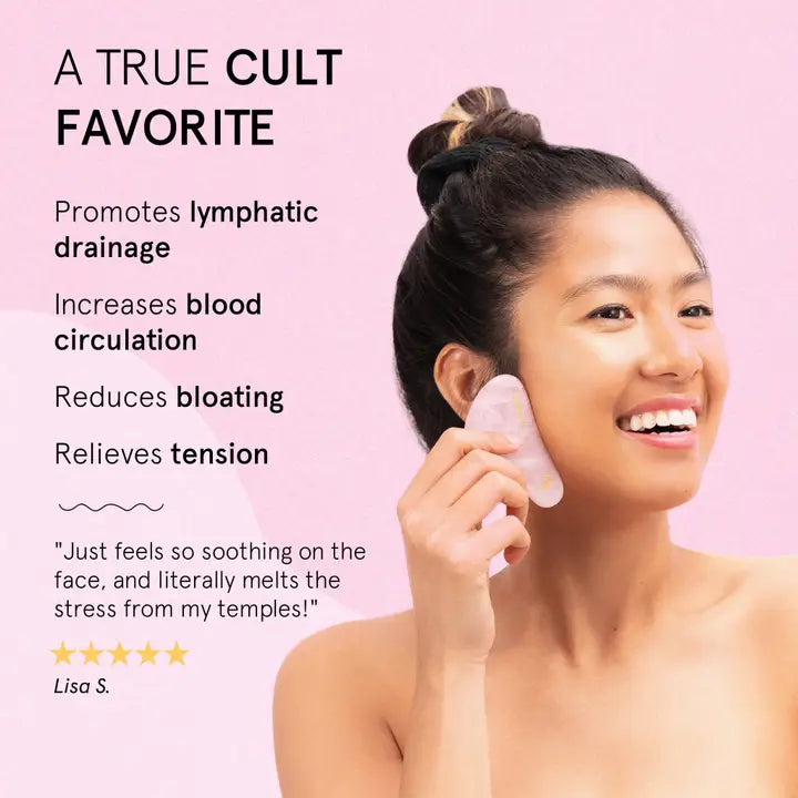 100% Rose Quartz Gua Sha Tool – Face Sculpting & Lymphatic Drainage