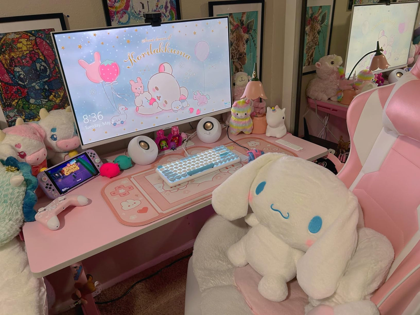 Pink Mouse Pad Large Gaming Mouse Pad, Waterproof Easy Clean,Non-Slip Base Long Office Desk Mat,Durable Large Extended Keyboard Mouse Pad with Stitched Edges for Office Gaming