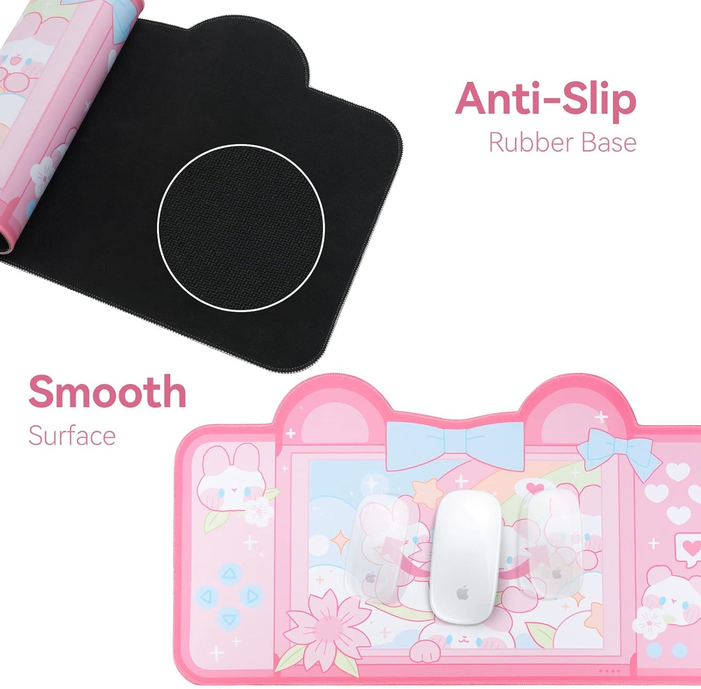 Pink Mouse Pad Large Gaming Mouse Pad, Waterproof Easy Clean,Non-Slip Base Long Office Desk Mat,Durable Large Extended Keyboard Mouse Pad with Stitched Edges for Office Gaming