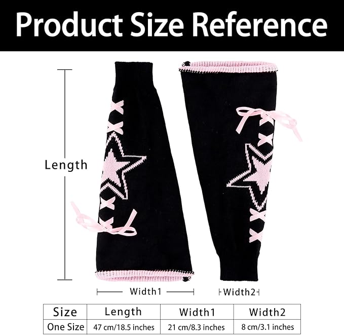 Goth Kawaii Pink Lace 2-Pack Flare Knit Leg Warmers