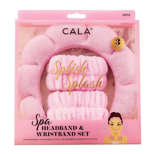 Skincare Headband & Wristband Set – CALA 69135 Splish Splash in Pink