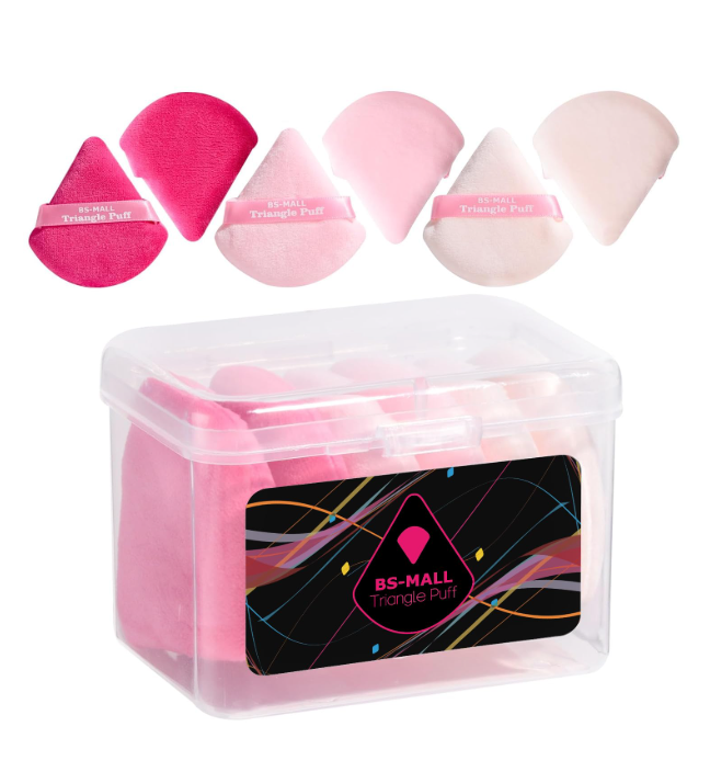 BS-MALL BS-MALL Triangle Powder Puff Face Makeup Sponge Soft Triangle Powder Puffs for Loose Powder Body Powder Cosmetic Foundation Sponge Pack of 7 (A-Pink)