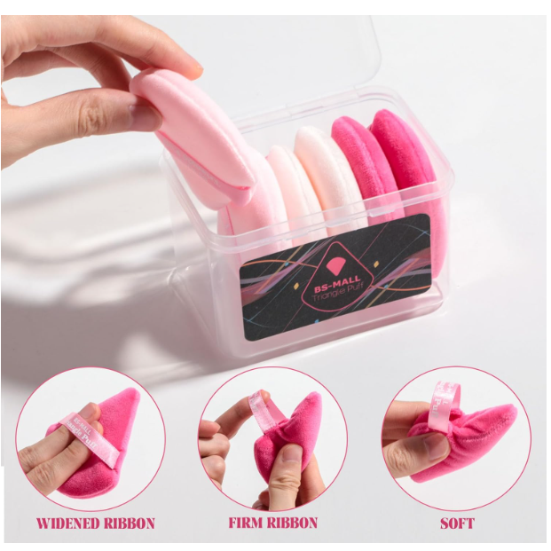 BS-MALL BS-MALL Triangle Powder Puff Face Makeup Sponge Soft Triangle Powder Puffs for Loose Powder Body Powder Cosmetic Foundation Sponge Pack of 7 (A-Pink)