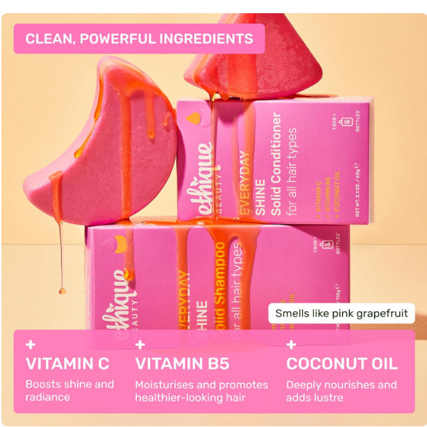 Ethique Everyday Shampoo Bar for soft, shiny hair with Vitamin C - Plastic-Free, Cruelty-Free, Vegan, 3.88 oz